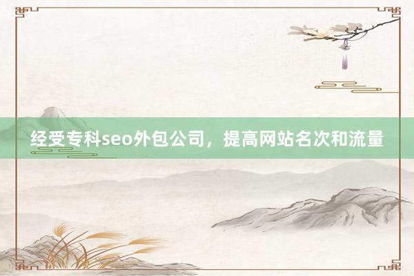 经受专科seo外包公司，提高网站名次和流量