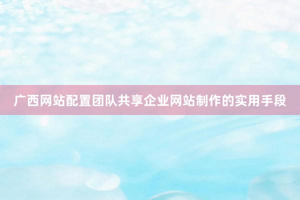 广西网站配置团队共享企业网站制作的实用手段